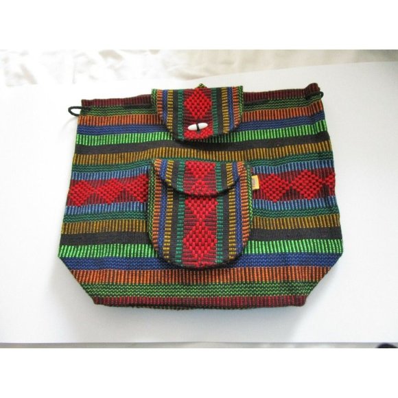 Authentic RASTA Pinzon Bag Beach Hippie Ethnic Backpack Made in Mexico Unisex - Picture 3 of 7